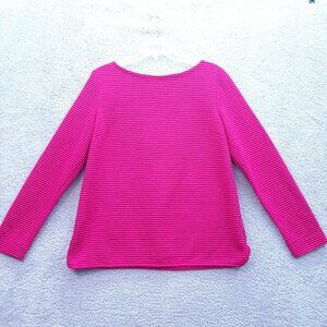 Talbots Womens Ribbed Long Sleeve Hot Pink Top With Back Zipper Size L